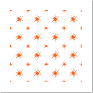 Orange Atomic Starburst Mid Century Modern Pattern Posters and Art